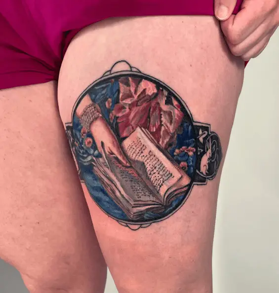 Book Lover Thigh Tattoo Piece