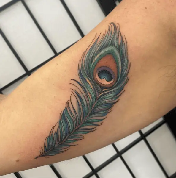 Multicolored Peacock Feather Tattoo
