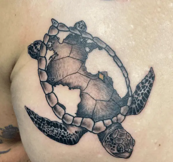 Canadian Map Sea Turtle Tattoo