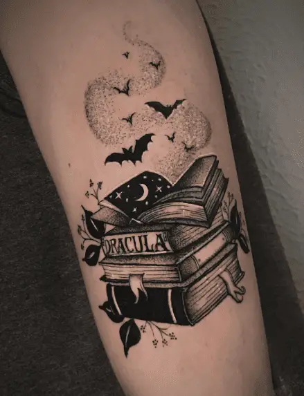 Black and Grey Dracula! Book Collections Tattoo