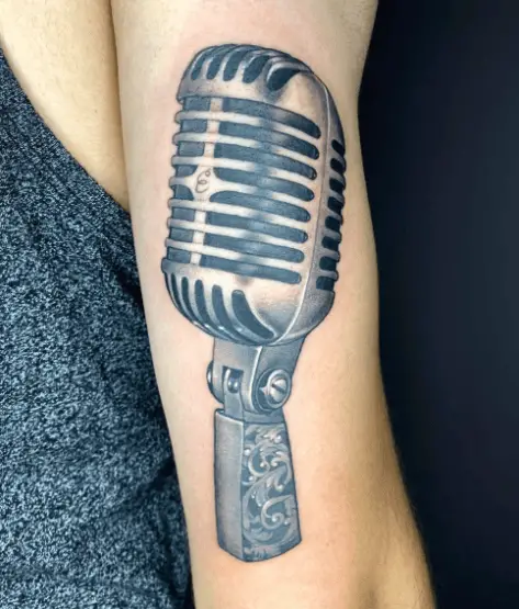 Old Fashioned Microphone Tricep Tattoo