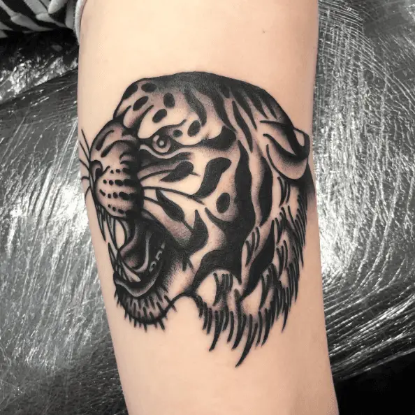 Mini Tiger Head Tattoo