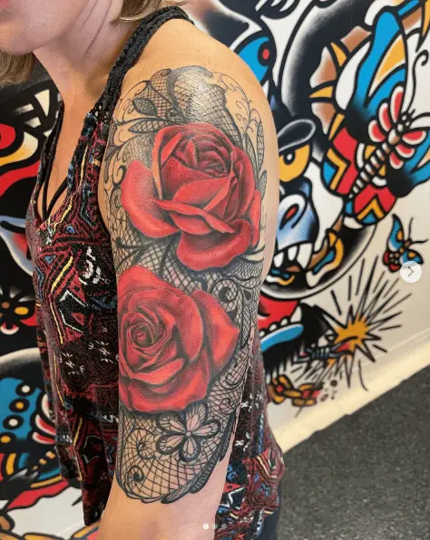 Double Red Rose Tricep Tattoo