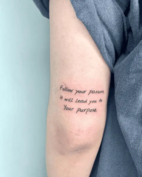 Life Quote Tricep Tattoo