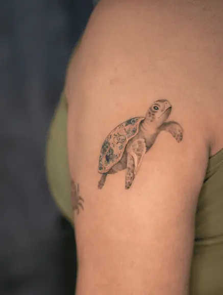 Kintsugi Turtle Arm Tattoo