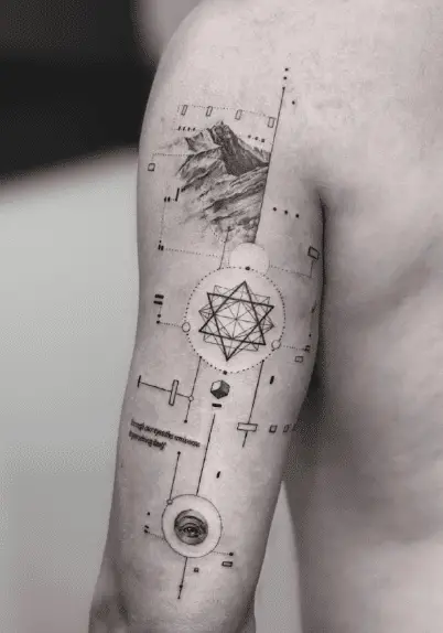 Geometrical Symbols Tricep Tattoo