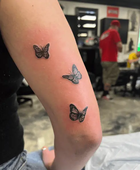 Triple Butterflies Tricep Tattoo