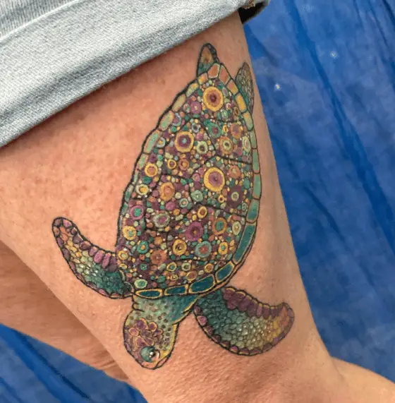 Patterned Sea Shell Turtle Tattoo