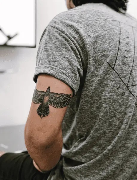 Dark Grey Eagle Tricep Tattoo