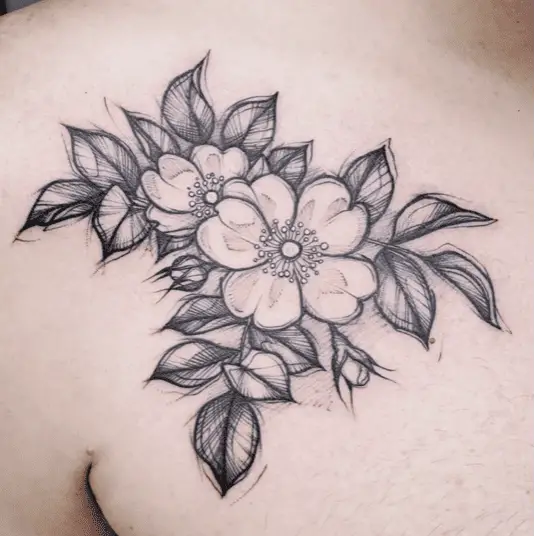 Sketched Wild Roses Shoulder Tattoo