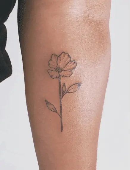 Fine Line Wild Rose Arm Tattoo