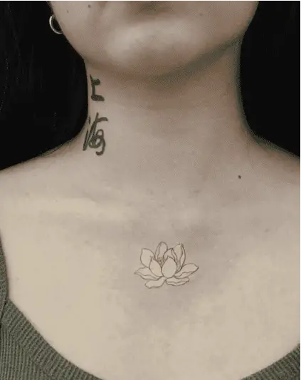 White Lotus Flower Chest Tattoo
