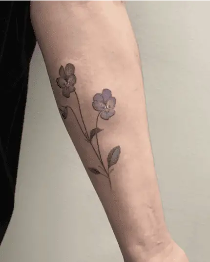 Colored Violet Flower Arm Tattoo