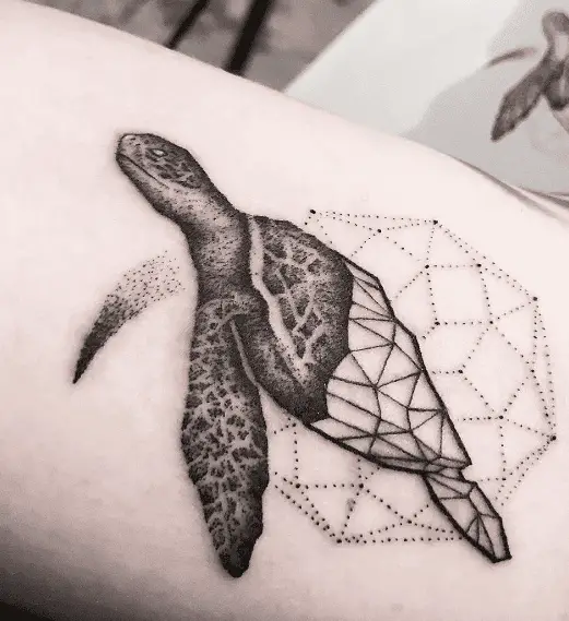 Geometric Shaped Sea Turtle Tattoo