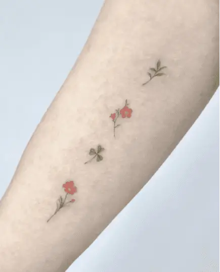 Colored Small Delicate Blanket Flower Arm Tattoo