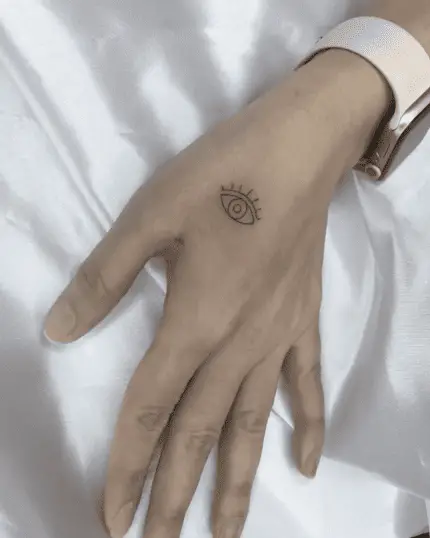 Outline Eye Hand Tattoo