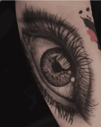 Realistic Eye Close Up Leg Tattoo