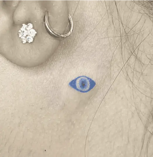 Colored Small Evil Eye Ear Tattoo