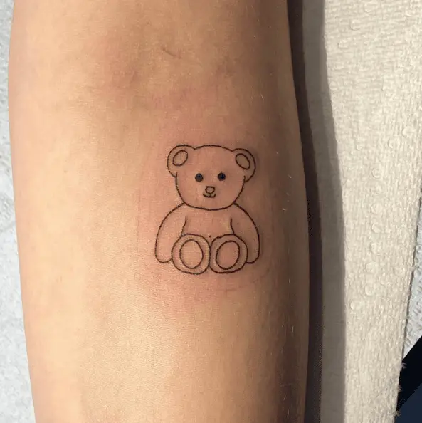 Black Line Teddy Bear Tattoo