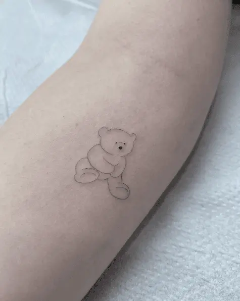 Cute Little Teddy Fine Line Tattoo