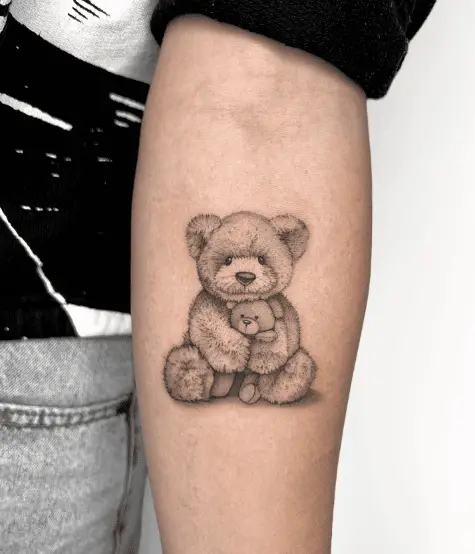 Big and Mini Furry Teddy Bear Tattoo