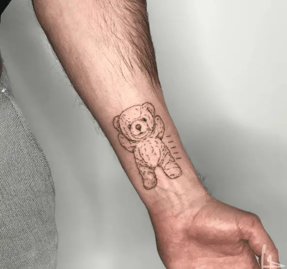 Dotted Teddy Bear Wrist Tattoo