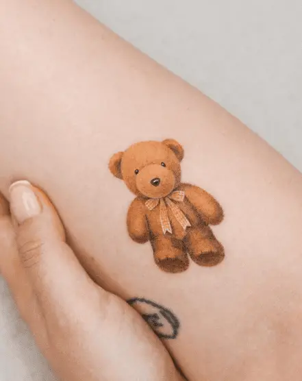 Brown Teddy Realistic Tattoo