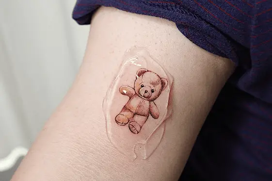 Brown Soft Toy Teddy Arm Tattoo