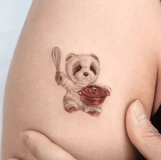 White and Brown Cook Teddy Tattoo