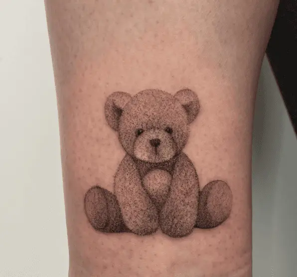 Sketch Style Sad Face Teddy Bear Tattoo