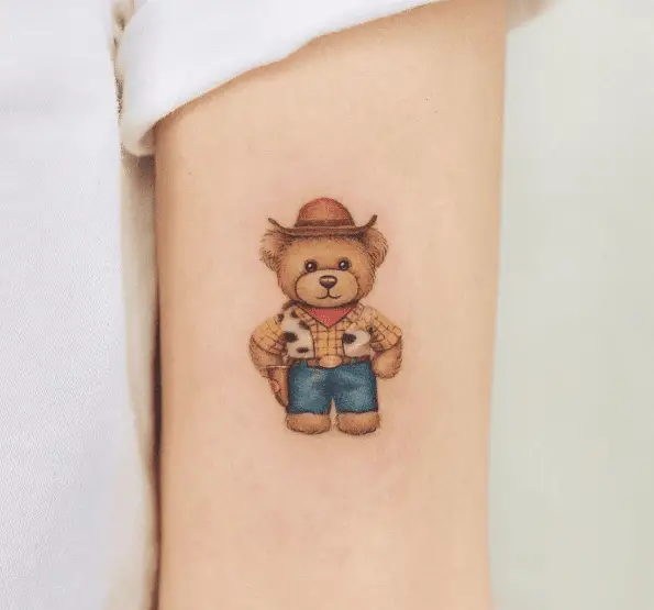 Brown Teddy with Casual Clothes Tattoo