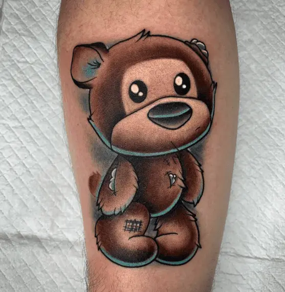 Damaged Brown Teddy Bear Tattoo