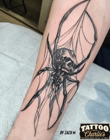 Skull Sticky Spider Tattoo