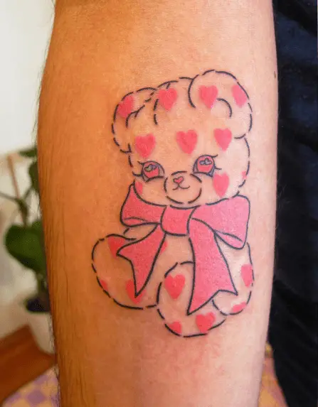 Lined Teddy with Heart Stamps Tattoo