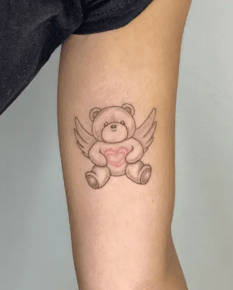 Teddy Bear Angel Arm Tattoo