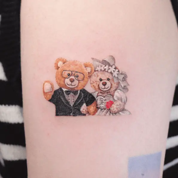 Teddy Groom and Bride Tattoo