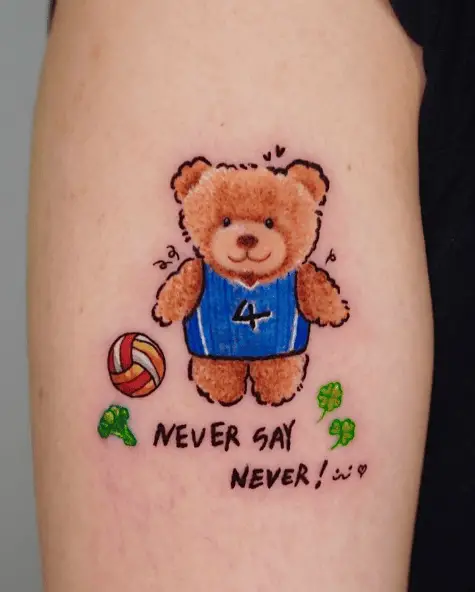 Teddy Bear Volleyball Player Tattoo