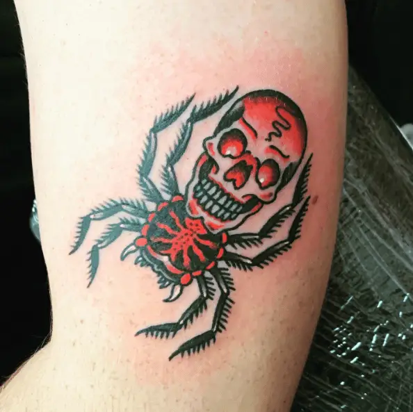 Traditional Skull Spider Tattoo Piece