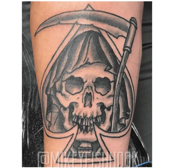 Grim Reaper in Spades Symbol Tattoo