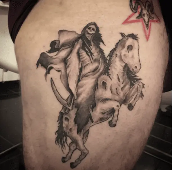 Grim Reaper With His Horse of the Dead Tattoo
