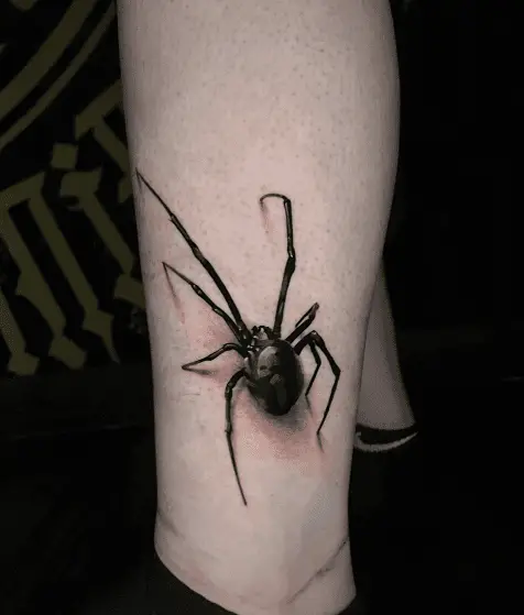 Black and Red 3D Spider Tattoo