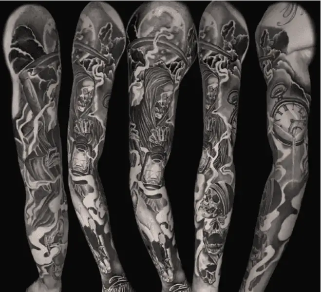 Grim Reaper Arm Full Sleeves Tattoo