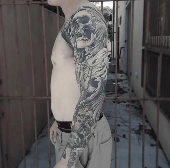 Grim Reaper Sleeve Detailed Tattoo
