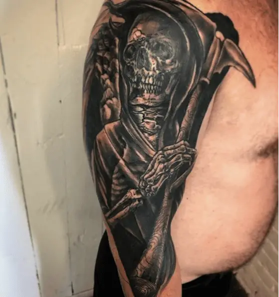 Grim Reaper Half Sleeve Realistic Tattoo