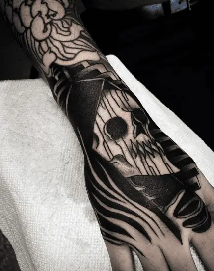 Skull Wearing Black Hood Tattoo