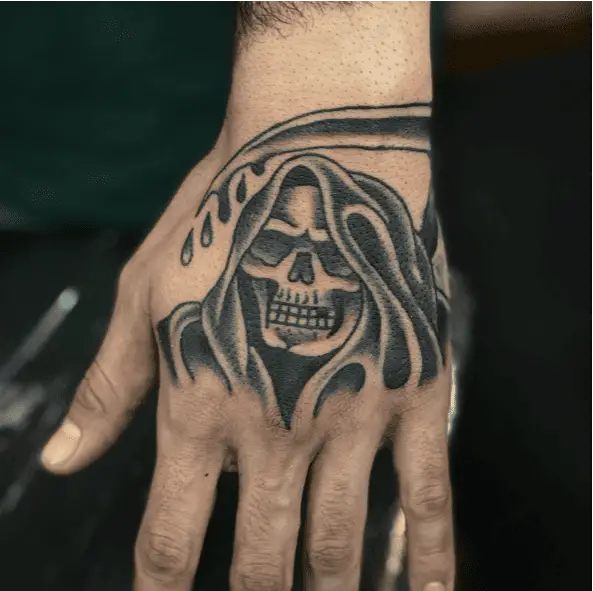 Grim Reaper Scythe Dripping Tattoo