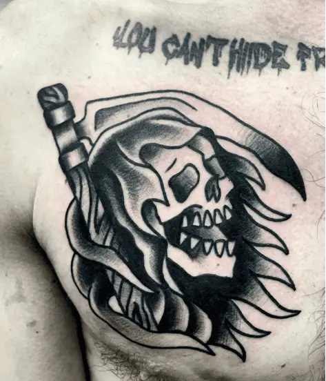 Grim Reaper Underneath the Scythe Tattoo