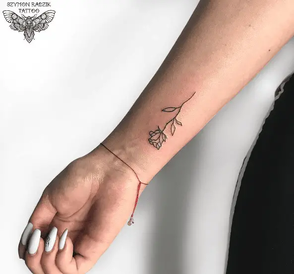 Simple Black Rose Forearm Tattoo