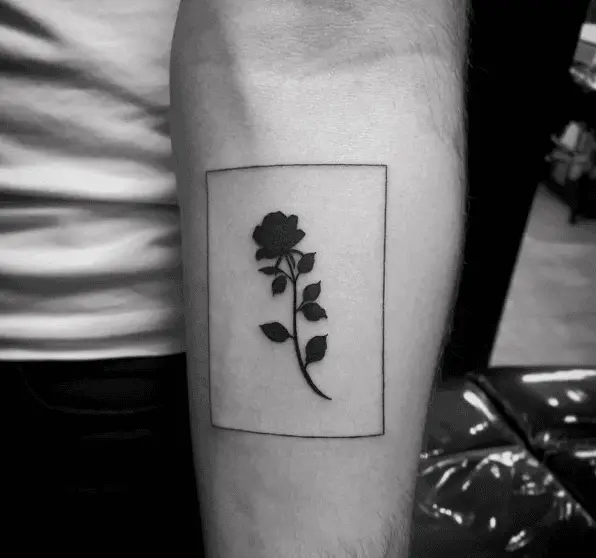 Framed Black Rose Forearm Tattoo