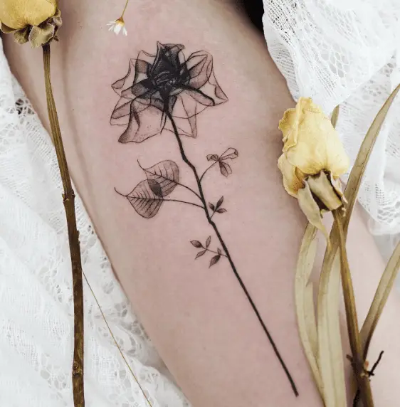 Semi-transparent Black Rose Tattoo